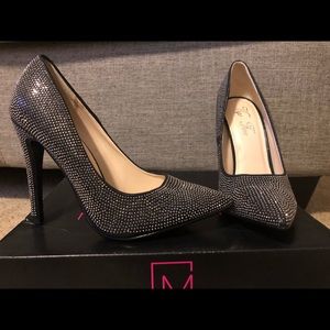 Jewelled pointy toe high heels